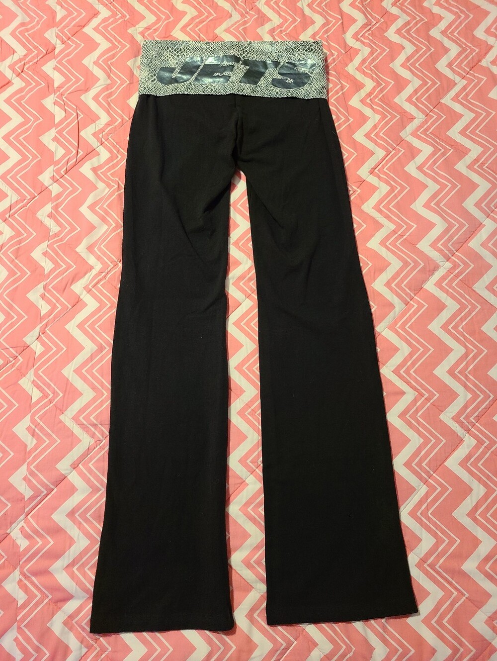 VTG VS PINK YOGA NFL NY JETS Foldover Cotton Yoga Pants Size Sm